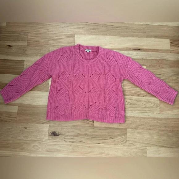 Madewell pink open stitch knit Crewneck pullover sweater Alpaca blend size XL - Picture 8 of 11